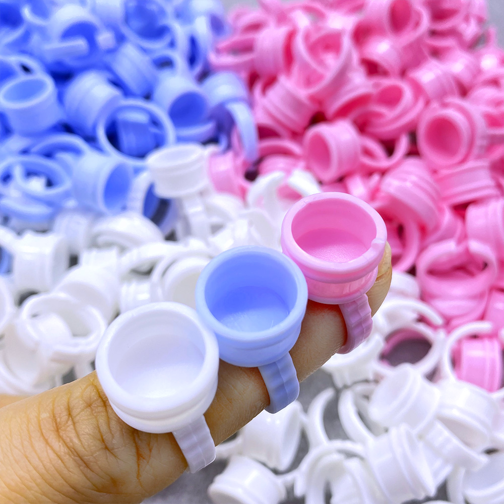 Eyelash Extension Fan - 100Pcs Disposable Glue Ring Cup For