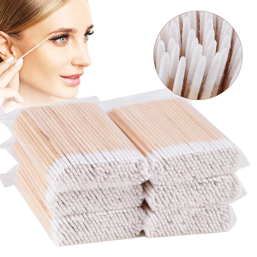 Eyelash Extension Removal - 500/100/300pcs Disposable Wooden Micro Bud Swabs