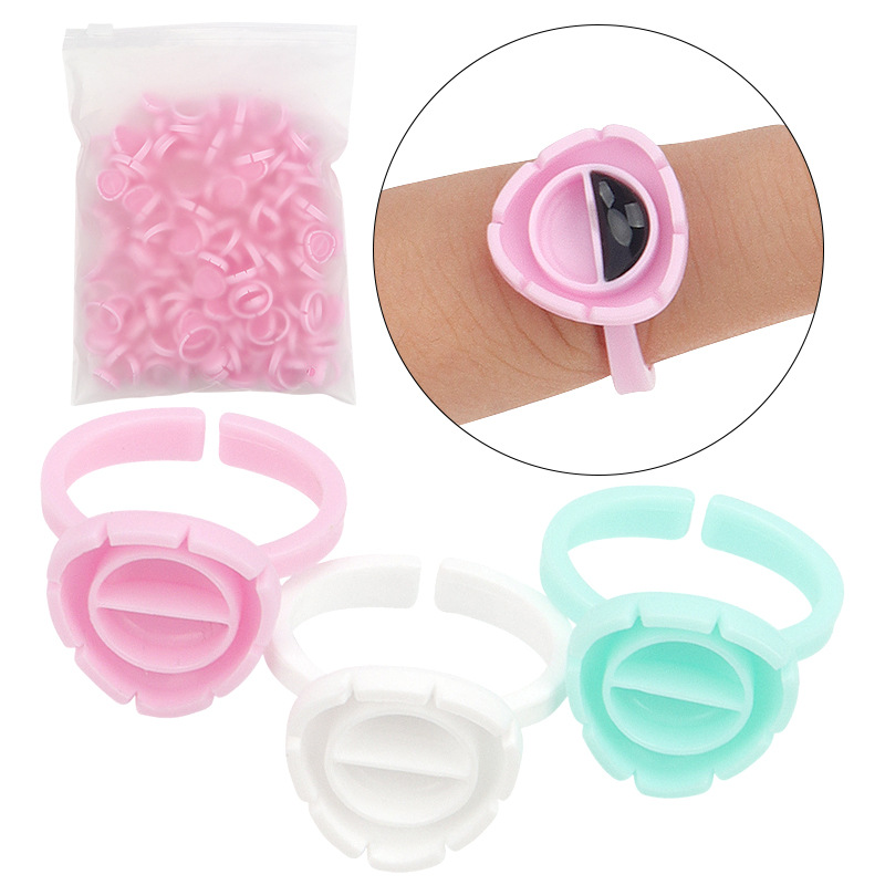Eyelash Extension With Glue - 100Pcs Disposable Eyelash Extension Glue Fan