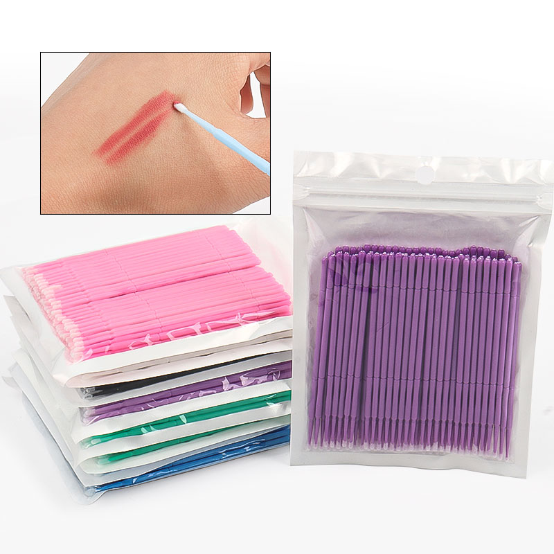 Eyelash Extension With Glue - 100PCS/Bag Bamboo Eyelash Extension Cleaning Swabs