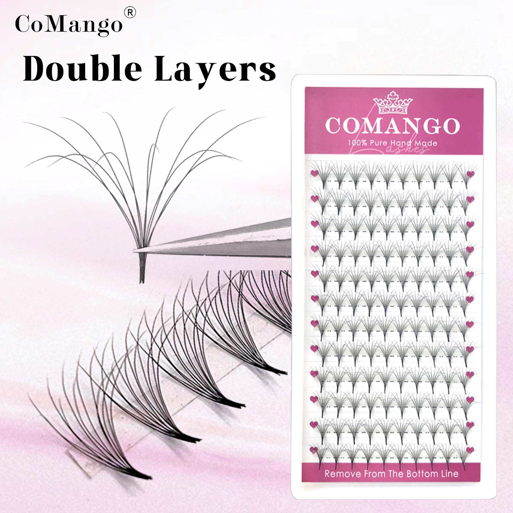 Eyelash Extension Hybrid - CoMango Double-Layer Fluffy Premade Volume Fans