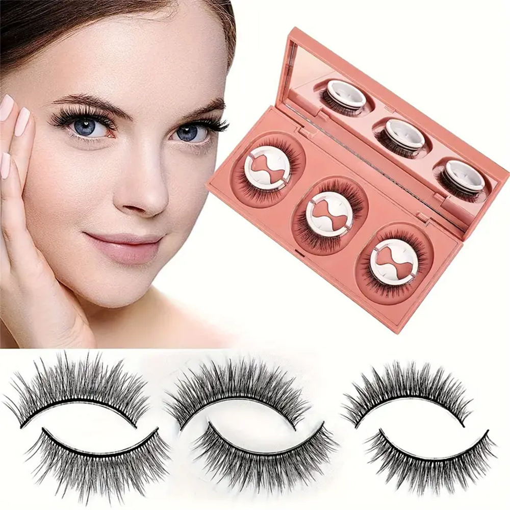 Sensitive Lash Glue - 3 Pairs of Reusable False Eyelashes,