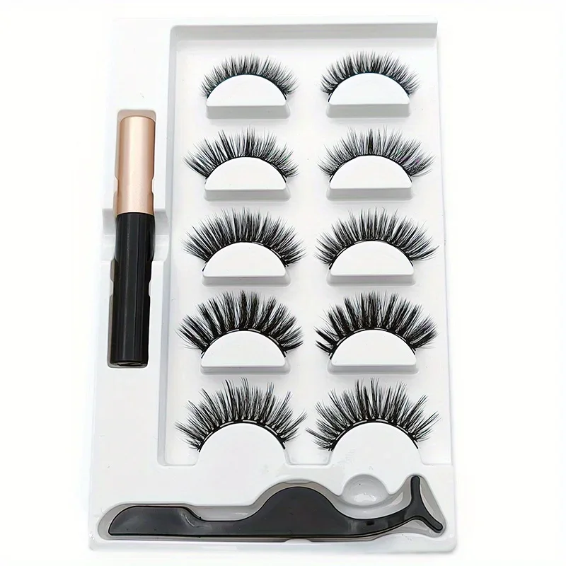 5 Pairs Magnete Eyelashes Set  - Eyelash Extension Uv Glue review and price
