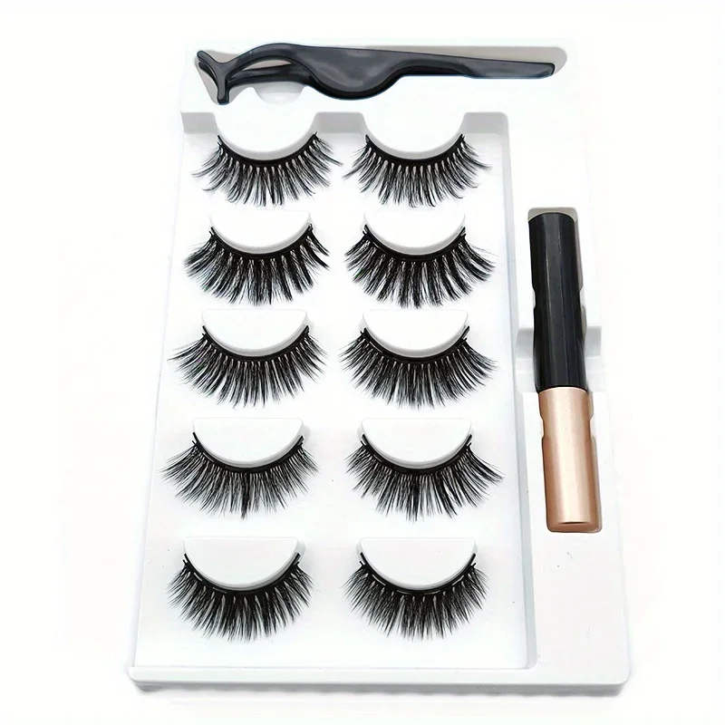 5 Pairs Magnete Eyelashes Set  - Eyelash Extension Uv Glue review and price