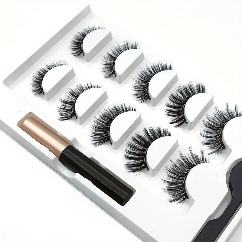 5 Pairs Magnete Eyelashes Set  - Eyelash Extension Uv Glue review and price