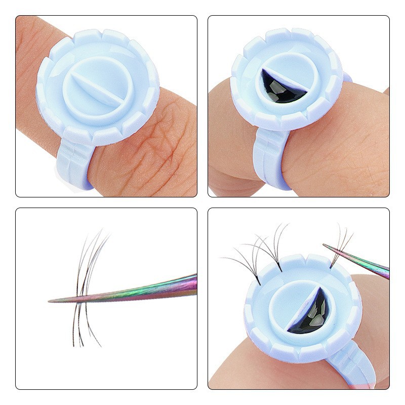 100Pcs Disposable Glue Ring Ho - Eyelash Extension Fan review and price