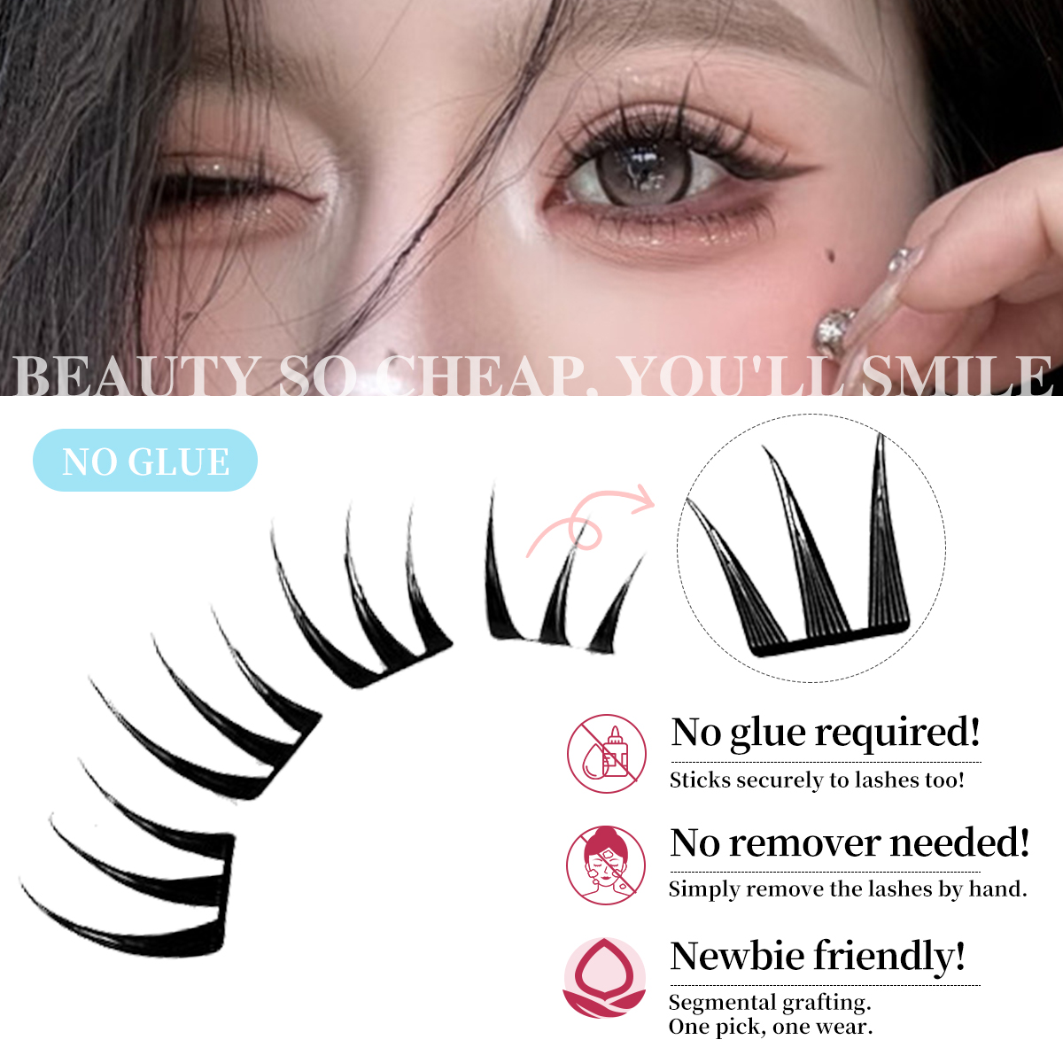 80 Cluster No-Gule Fairy False - Eyelash Extension No 10 review and price