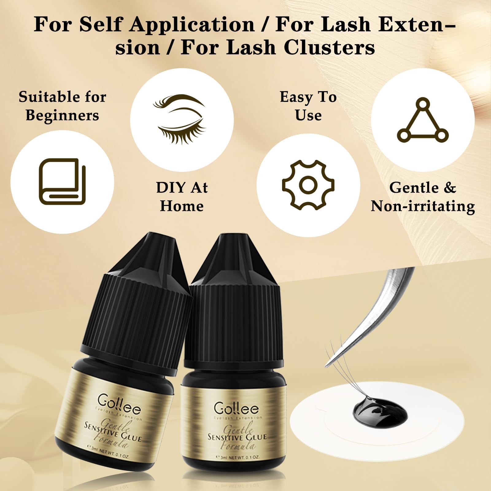Gollee Eyelash Adhesive Cluste - Sensitive Lash Glue review and price