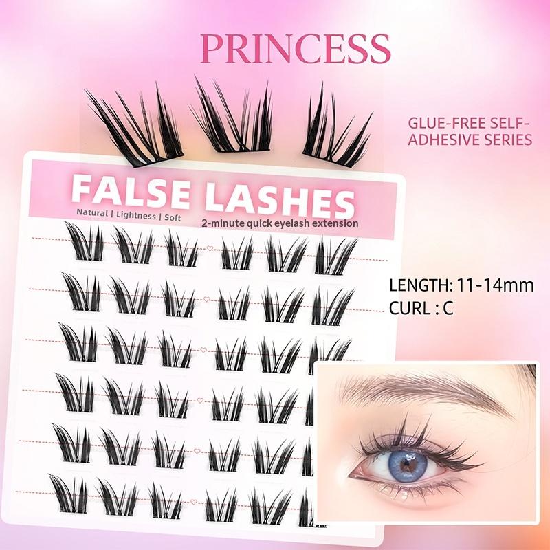 6 Rows Dense Natural False Eye - Eyelash Extension With Glue review and price
